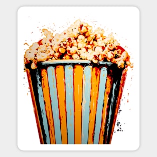 Popcorn: Enjoy the Show on a dark (Knocked Out) background Magnet